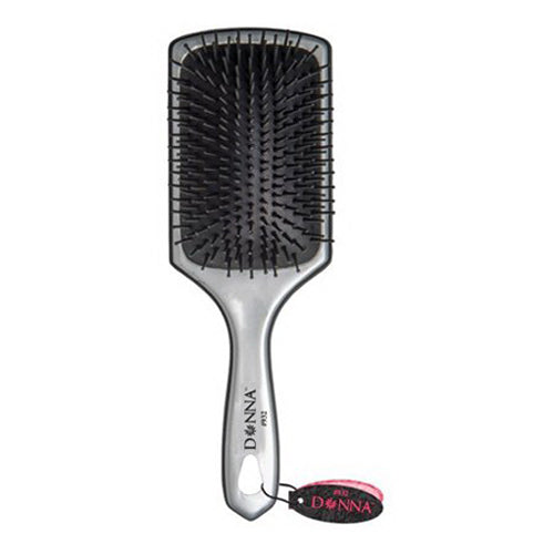 Donna Collection Small Metallic Silver Paddle Hair Brush Black 1Ea